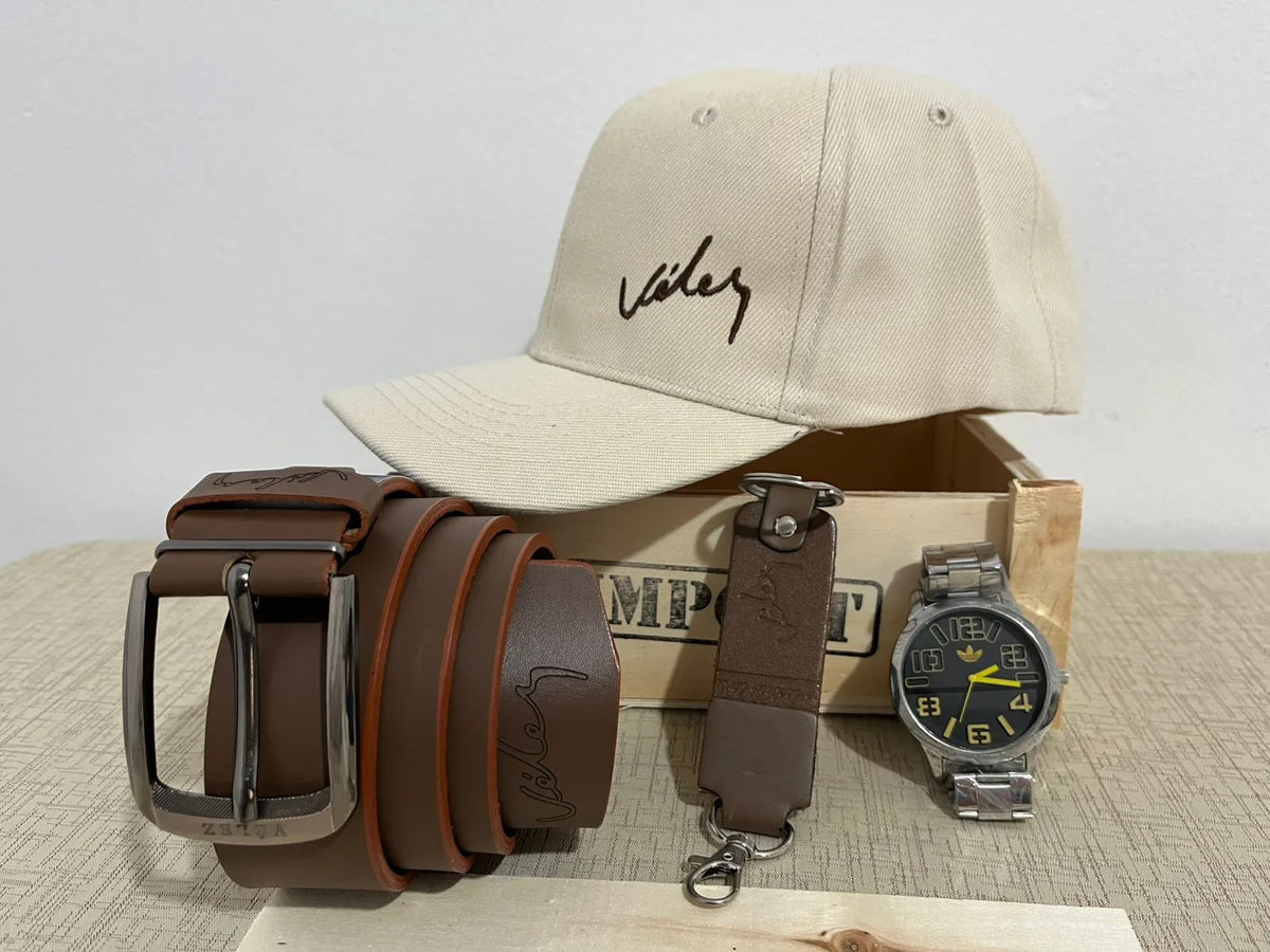 COMBO VELEZ: RELOJ- GORRA -LLAVERO-CORREA + CAJA DE REGALO