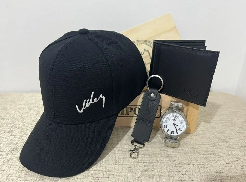 COMBO VELEZ: GORRA+ RELOJ + BILLETERA+ LLAVERO + CAJA DE REGALO