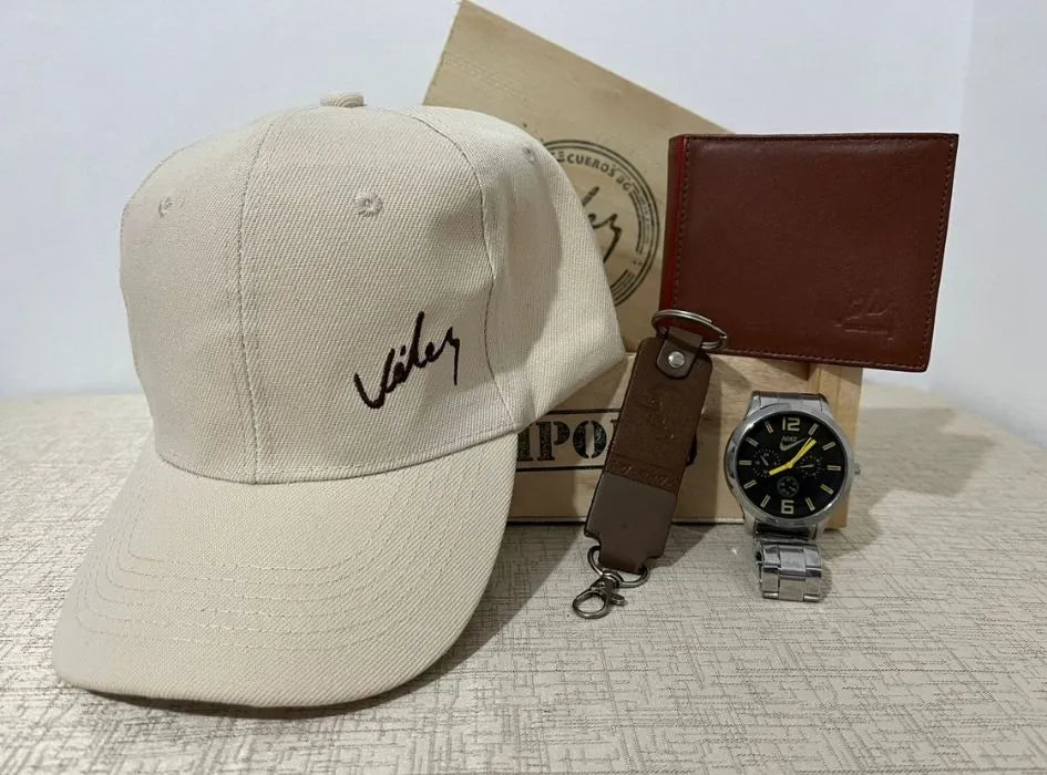 COMBO VELEZ: GORRA+ RELOJ + BILLETERA+ LLAVERO + CAJA DE REGALO