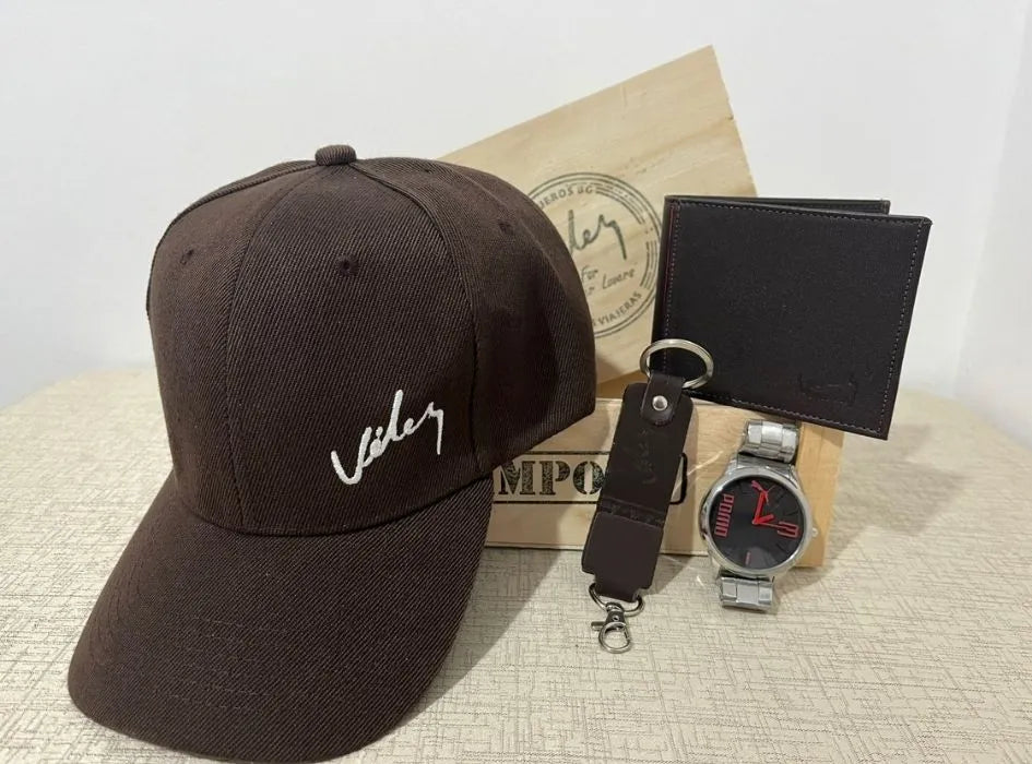 COMBO VELEZ: GORRA+ RELOJ + BILLETERA+ LLAVERO + CAJA DE REGALO