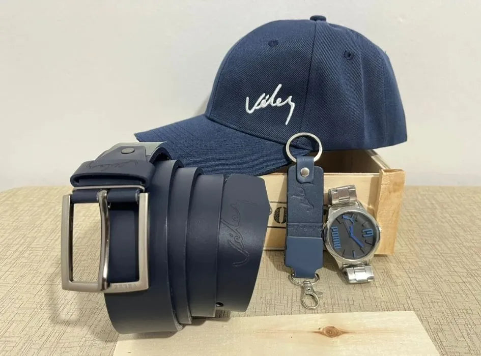 COMBO VELEZ: RELOJ- GORRA -LLAVERO-CORREA + CAJA DE REGALO